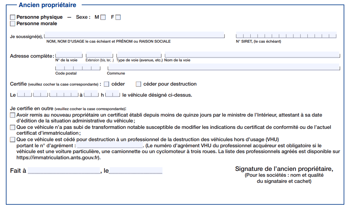 obtenez toutes les informations nécessaires sur le certificat de cession au format ancien. découvrez comment le remplir et l'utiliser dans vos démarches administratives pour la vente ou la transmission de votre véhicule.