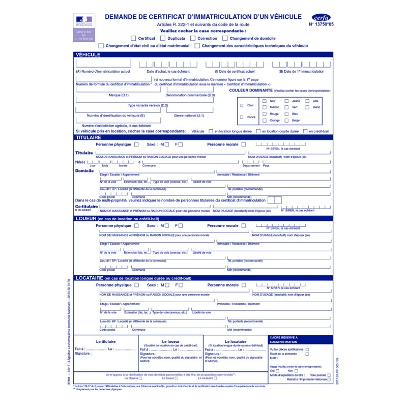 découvrez le formulaire cerfa 13750*3, nécessaire pour la demande de certificat d'immatriculation d'un véhicule. téléchargez-le facilement et suivez nos conseils pour bien le remplir afin d'accélérer vos démarches administratives.